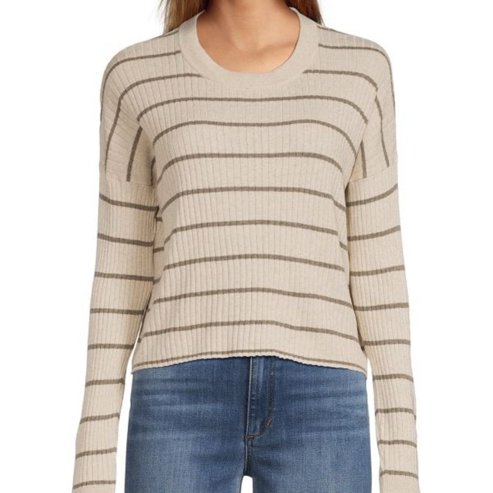Madewell Lawson Striped Rib Knit Silk Blend sweater